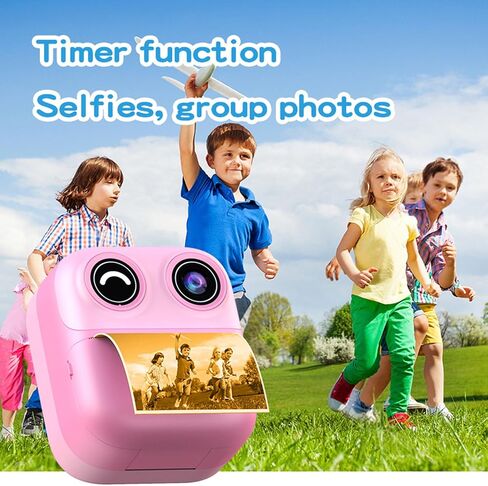 Yunseity Kids Instant Print Camera, 1080P 48MP Photo Video Instant Digital Camera with 8X Digital Zoom, 2.4in HD Screen, Built in Games and MP3, Come with 4 Rolls Printing Paper in Kuwait