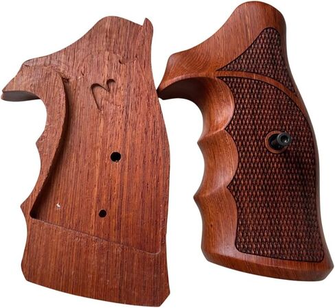 جديد! استنساخ مقابض Padauk الخشبية المتوافقة مع 5&W، N Frame Square Butt، كل المدقق مغلق من الخلف in Kuwait
