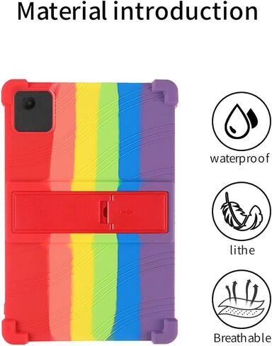 حافظة كمبيوتر لوحي T-Mobile REVVL Tab 2 5G 10.1 بوصة، حامل من السيليكون الناعم BOVUGAC قابل للتعديل مضاد للصدمات مناسب للأطفال لجهاز T-Mobile REVVL Tab 2 2025 10.1 بوصة (قوس قزح) in Kuwait