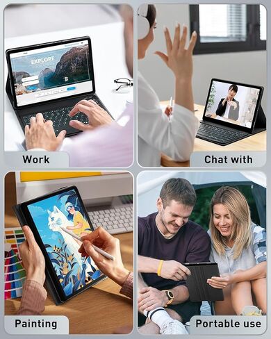 حافظة لجهاز Microsoft Surface Pro 11/10/9 مقاس 13 بوصة 2024/2022 مع لوحة مفاتيح - حافظة لوحة مفاتيح بإضاءة خلفية بألوان قوس قزح - حامل أقلام مدمج مع ماوس - أسود in Kuwait