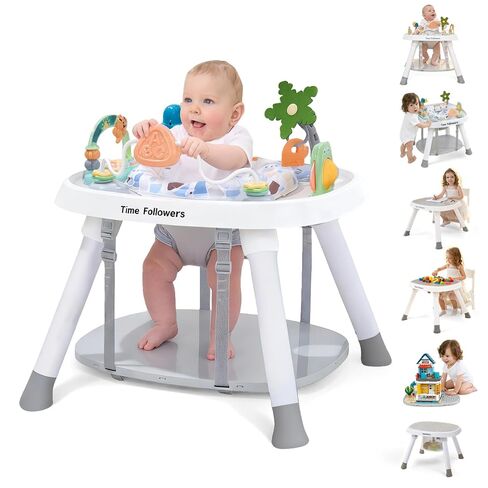 تايم متابعين ® مركز نشاط الأطفال | 3 مراحل 4MODES ACTIVITION CENTER & PLAY TABLE | تصميم Montessori- ملهى | Exersaucer ، Jumper & Bouncer for Baby Ages 6m+ (Beige) in Kuwait