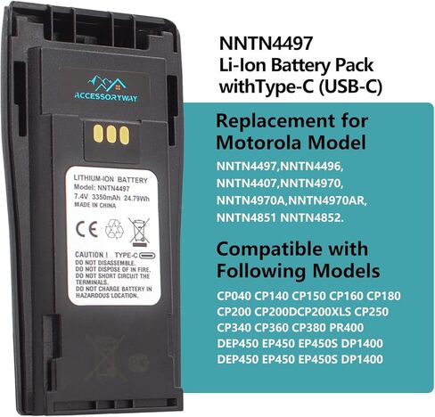 NNTN4497CR NNTN4497DR NNTN4496 3350mAh Type-C USB-C Replacement battery Compatible with motorola CP040 CP140 CP150 CP160 CP180 CP200 CP200D CP250 CP380 PR400 EP450 EP450S DEP450 GP3688 GP3188 Radios in Saudi Arabia
