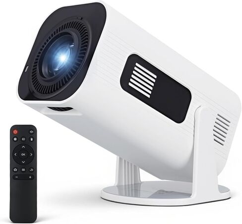 جهاز عرض صغير مزود بواي فاي وبلوتوث: يدعم جهاز عرض الأفلام المحمول بدقة 4K 1080P والتطبيقات المدمجة ومكبر الصوت - تصحيح الانحراف التلقائي - جهاز عرض فيديو قابل للدوران 270 درجة للمسرح المنزلي في غرفة النوم in Kuwait