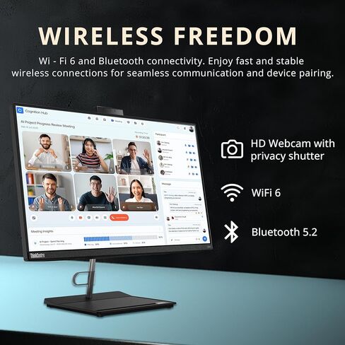 كمبيوتر لينوفو ثينك سنتر نيو 30A الكل في واحد، شاشة 23.8 بوصة فل اتش دي، انتل i7-13620H، ذاكرة الوصول العشوائي 16 جيجا، 512 جيجا اس اس دي، انتل الترا اتش دي جرافيك، كاميرا ويب اتش دي، واي فاي 6، ويندوز 11، اسود (متجدد) in Kuwait