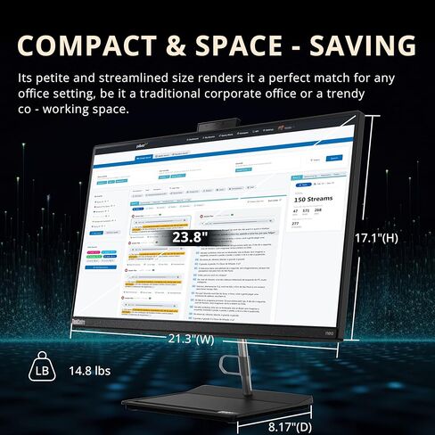كمبيوتر لينوفو ثينك سنتر نيو 30A الكل في واحد، شاشة 23.8 بوصة فل اتش دي، انتل i7-13620H، ذاكرة الوصول العشوائي 16 جيجا، 512 جيجا اس اس دي، انتل الترا اتش دي جرافيك، كاميرا ويب اتش دي، واي فاي 6، ويندوز 11، اسود (متجدد) in Kuwait