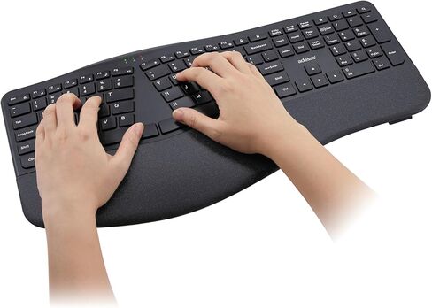 Adesso WKB-7500CB Wireless Ergonomic Keyboard and Mouse Combo with Copilot AI Hotkey Scissor Switch Keys Split Keyframe Design Adjustable DPI Optical Mouse for Windows Mac PC Laptop Black in Saudi Arabia