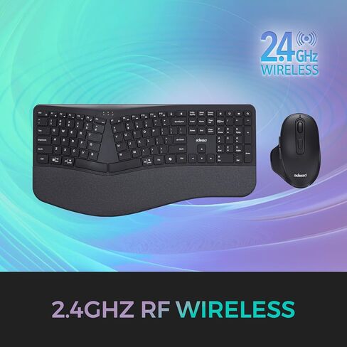 Adesso WKB-7500CB Wireless Ergonomic Keyboard and Mouse Combo with Copilot AI Hotkey Scissor Switch Keys Split Keyframe Design Adjustable DPI Optical Mouse for Windows Mac PC Laptop Black in Saudi Arabia