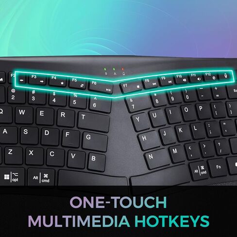 Adesso WKB-7500CB Wireless Ergonomic Keyboard and Mouse Combo with Copilot AI Hotkey Scissor Switch Keys Split Keyframe Design Adjustable DPI Optical Mouse for Windows Mac PC Laptop Black in Saudi Arabia