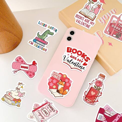 100PCS Valentine's Day Stickers Book Lover Stickers, Pink and Red Romance Reading Theme, Waterproof Vinyl Decals for Laptops, Water Bottles, Journals in Saudi Arabia