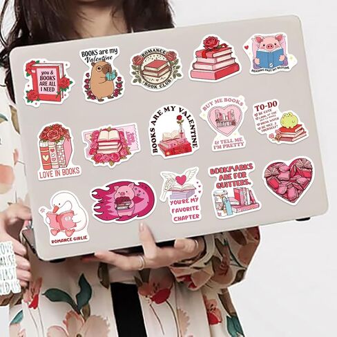 100PCS Valentine's Day Stickers Book Lover Stickers, Pink and Red Romance Reading Theme, Waterproof Vinyl Decals for Laptops, Water Bottles, Journals in Saudi Arabia