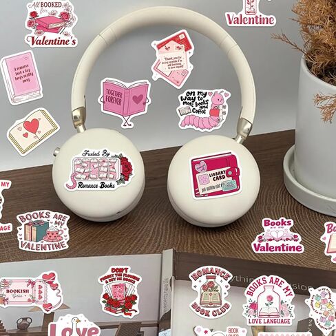 100PCS Valentine's Day Stickers Book Lover Stickers, Pink and Red Romance Reading Theme, Waterproof Vinyl Decals for Laptops, Water Bottles, Journals in Saudi Arabia