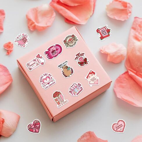 100PCS Valentine's Day Stickers Book Lover Stickers, Pink and Red Romance Reading Theme, Waterproof Vinyl Decals for Laptops, Water Bottles, Journals in Saudi Arabia