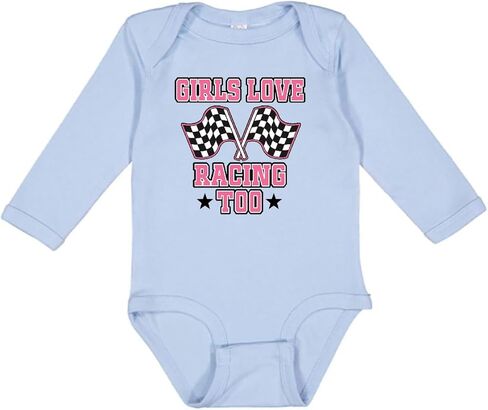 inktastic Girls Love Racing Rally Flags Long Sleeve Creeper in Saudi Arabia