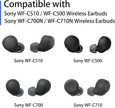 Replacement Silicone Ear Tips for Sony WF-C510 / WF-C500 / WF-C700N / WF-C710N Wireless Earbuds, 8 Pairs (XS/S/M/L) (Black) in Saudi Arabia