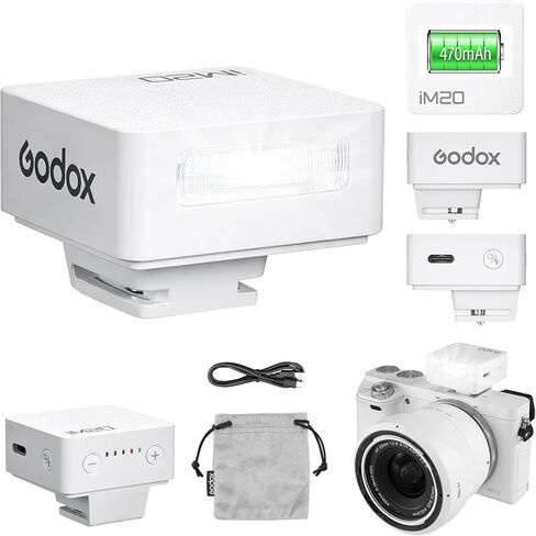 Godox iM20 Mini Flash 5 Power Levels 440 Full-Power IM 20 Small Camera Flashes Speedlite for Canon/Fuji/Sony zve10/Sony zv1/Nikon/Panasonic Olympus Pentax/3S Recycle (Godox iM20 White) in Saudi Arabia