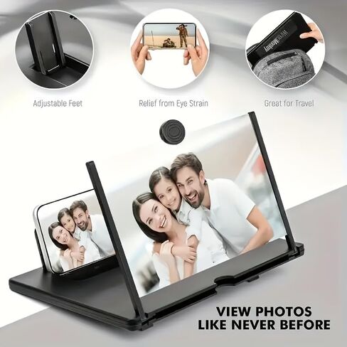 2026 Phone Screen Magnifier Stand, Foldable 3D HD Ultra Definition Screen Magnifier for Cell Phone Stand for Movies, Videos & Gaming, Supports All Smartphones in Saudi Arabia