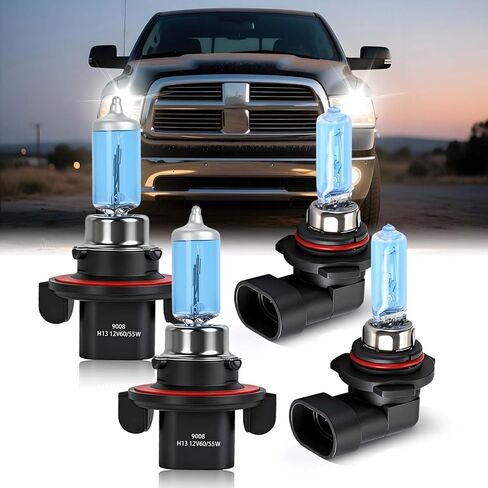 SHENKENUO مناسب لـ DODGE RAM 1500 2500 3500 (2009-2012 4-مصابيح أمامية) و(2013-2018 بدون جهاز عرض) 9005+H11 مجموعة مصابيح هالوجين أمامية عالية/منخفضة الشعاع، 6 عبوات in Kuwait