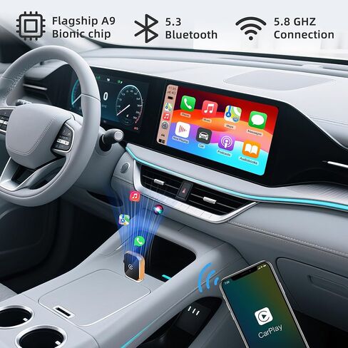 محول Carplay لاسلكي صغير لهاتف iPhone - محول Carplay اللاسلكي Car Play Dongle Bluetooth، متوافق مع iPhone iOS 10+، برتقالي in Kuwait