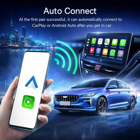 محول CarPlay لاسلكي ذكي جديد لهاتف Apple iPhone - دونجل USB نحيف وصغير للغاية، يحول CarPlay السلكي إلى اتصال لاسلكي مستقر، متوافق مع مركبات CarPlay السلكية OEM ونظام iOS 10+ (أبيض) in Kuwait