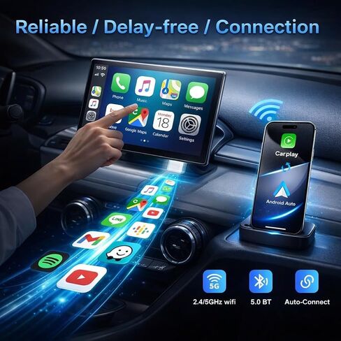 محول CarPlay لاسلكي ذكي جديد لهاتف Apple iPhone - دونجل USB نحيف وصغير للغاية، يحول CarPlay السلكي إلى اتصال لاسلكي مستقر، متوافق مع مركبات CarPlay السلكية OEM ونظام iOS 10+ (أبيض) in Kuwait