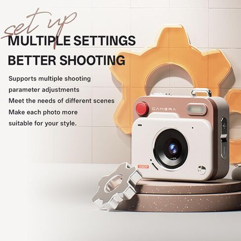 1080P Digital Camera, 48MP Retro Camera with 1.77 Inch LCD Display, Portable Auto Loop Recording Small Cameras Built in Filters Support up to 256GB for Students Travel (Khaki Brown) in Saudi Arabia