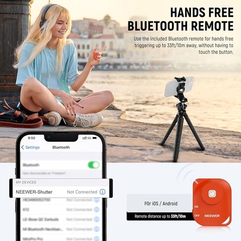 NEEWER CM28 PRO Wireless Lavalier Microphone System with Charging Case + TP35 Tripod for iPhone & Action Camera with Remote, CM28PRO with Noise Canceling 4GB Storage for iPhone iPad Android Camera PC in Saudi Arabia