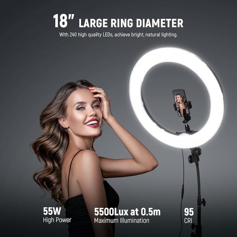 NEEWER CM28 PRO Wireless Lavalier Microphone System with Charging Case + RL-18 18" Ring Light with Tripod Stand, CM28PRO with Noise Canceling 4GB Storage Compatible with iPhone iPad Android Camera PC in Saudi Arabia