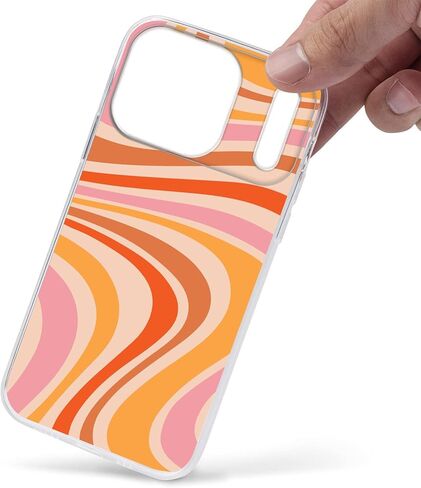 Compatible for iPhone 17 Pro Case, Aesthetic Retro 70s Orange Swirl Vintage Vibe Color Waves Art TPU Charm for Soft Protection Clear Case in Saudi Arabia