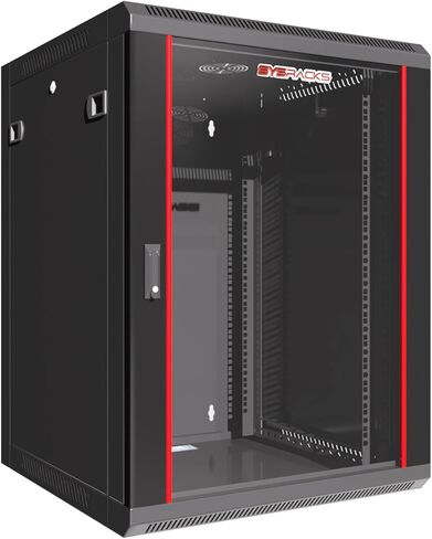 Sysracks 12U جدار جبل خادم 24 "خزانة الشبكة العميقة، رف الخادم مع مروحة، لوحات جانبية قابلة للإزالة، قفل الباب الزجاجي 19" خزانة الكمبيوتر الضميمة شبكة حامل SRE 12.600 in Saudi Arabia