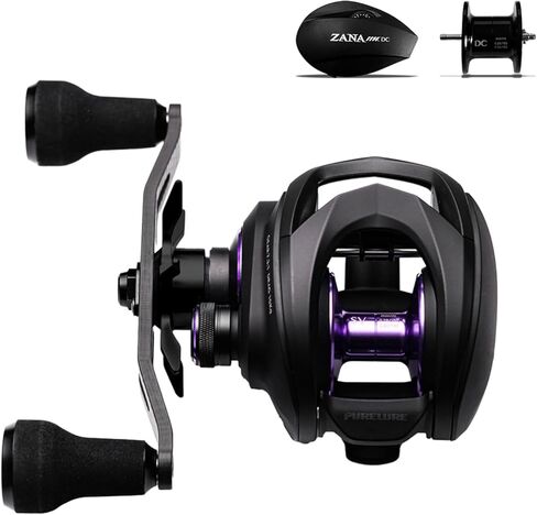 نظام PURELURE Zana MAX Baitcaster Reel SV، بكرة صيد الطعم ثنائية الأغراض - تتضمن غطاء جانبي إضافي للتيار المستمر + بكرة ضحلة للتيار المستمر، بكرات صيد بنسبة 7.3 تروس، سحب أقصى 22 رطل، إطار من الألومنيوم، 10+1 BB in Kuwait