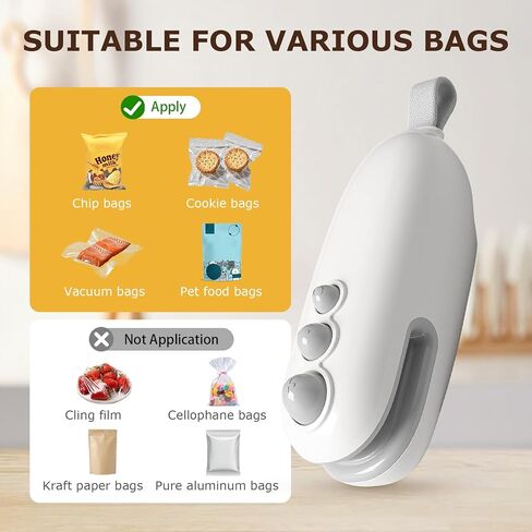 2Pcs Mini Bag Sealer with Cutter and Magnet Rechargeable, 2 in 1 Heat Sealer and Cutter, Portable Snack Plastic Bag Heat Sealing Machine,for Household (Blue+White) in Saudi Arabia
