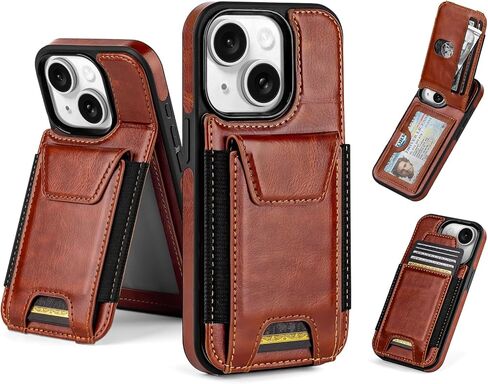 Compatible with iPhone 14 Wallet Case with Card Holder,Women Men Phone Case PU Leather RFID Blocking Shockproof Magnetic Flip Cover Credit Card Slots Kickstand,for Apple 14 6.1",Brown in Saudi Arabia
