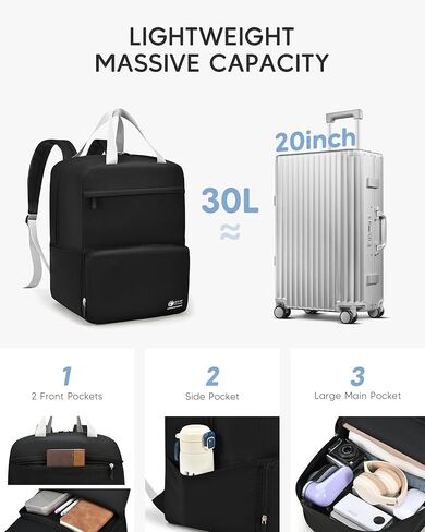 Lightweight United Airlines Personal Item Bag 17x10x9 Ultralight 0.5lb Foldable Travel Backpack for Women Men College Casual Daypack (Black) in Saudi Arabia
