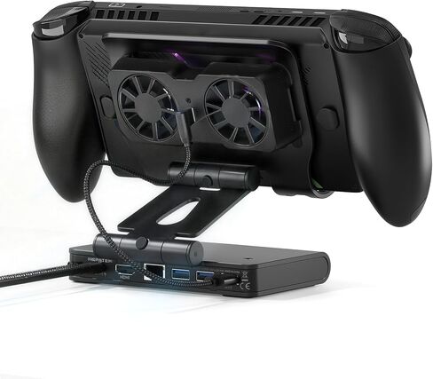 3 Speed Dual Magnetic Cooling Fans Steam Deck Docking Station for ROG Ally X/Legion Go (S)/MSI Claw, Switch Dock Station with 4K@144Hz, USB 3.2x3, PD100W, Ethernet Fit and HDMI for Handheld Consoles in Kuwait