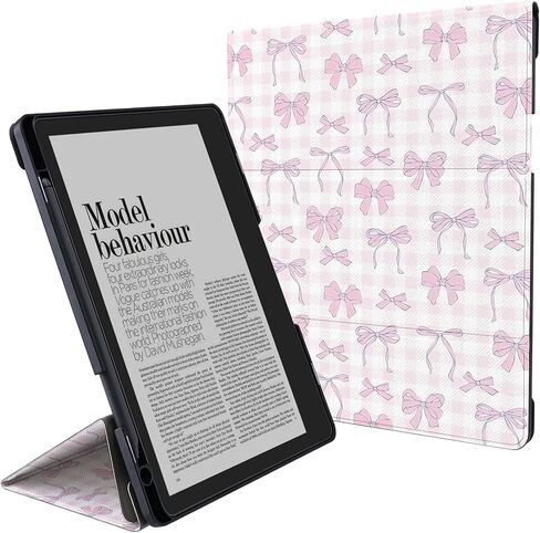 Idocolors Stand Case for Kindle Scribe - Tri-Folio Leather Cover with Pen Holder, Auto Sleep/Wake - Compatible with 10.2 Inch Kindle Scribe (2022/2024 Release), Pink Butterfly in Saudi Arabia