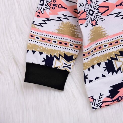Kashoer 2Pcs Baby Girls Fall Winter Long Sleeve Floral Geometric Print Hoodie + Pants Outfit Set (0-6M, Pink) 2 in Saudi Arabia