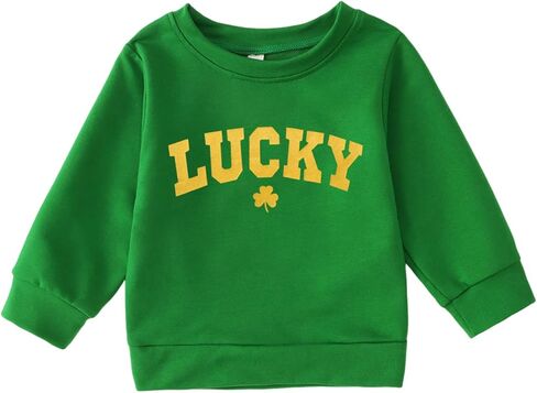 Toddler Baby Boy Girl St. Patricks Day Sweatshirt Irish Lucky Clover Shamrock Shirt Long Sleeve Pullover Outfit Top in Saudi Arabia