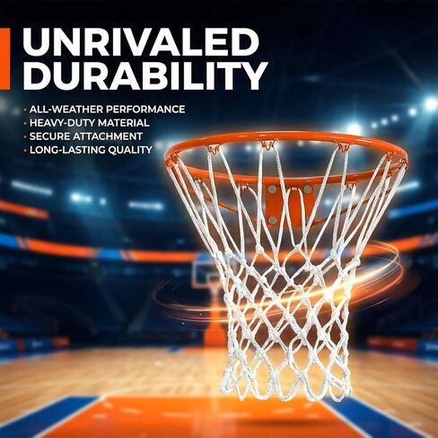 PSLER Basketball net Outdoor, Basketball Hoop net White Standard Basketball net Measures 22 inches and has 12 Loops, suitables for Indoor and Outdoor Professional Competition. in Saudi Arabia