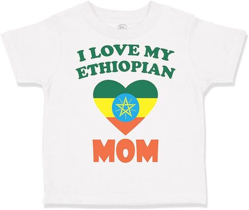 Toddler T-Shirt I Love My Ethiopian Mom Coolest I Love My Mom Boy & Girl Clothes in Saudi Arabia