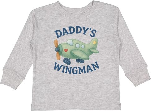 تي شيرت Inktastic Daddy's Wingman Airplane للأطفال الصغار بأكمام طويلة in Saudi Arabia