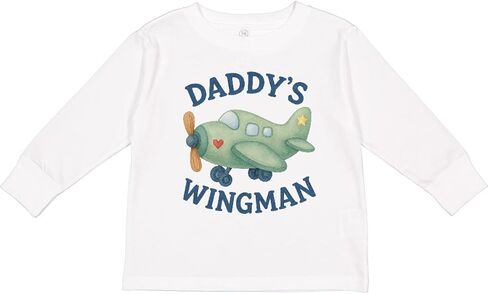 تي شيرت Inktastic Daddy's Wingman Airplane للأطفال الصغار بأكمام طويلة in Kuwait