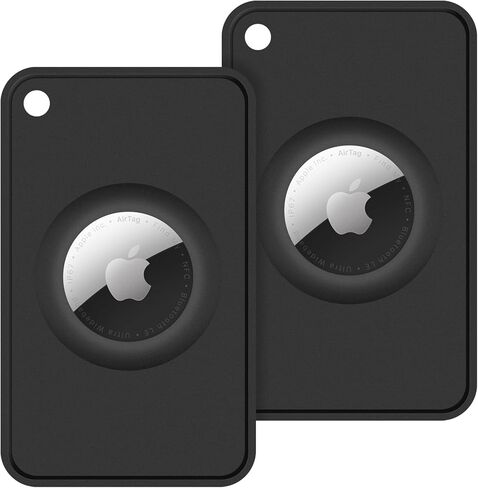 حامل محفظة AirTag - واقي بطاقة AirTag رفيع للغاية (عبوتان) - يناسب المحافظ وحقائب اليد وحقائب الظهر والأمتعة وحاملي بطاقات الهوية وأغطية جواز السفر (أسود) in Kuwait