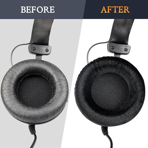 SOULWIT Velour Replacement Earpads for Beyerdynamic DT 770/DT770 PRO/DT511/DT801/DT831/DT901/HS300/MMX300/Custom One PRO Plus/Custom Studio, Ear Pads Cushions with High Density Foam - Black in Saudi Arabia