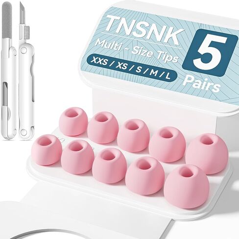 TNSNK [5 أزواج] أطراف أذن بديلة لأجهزة Airpods Pro 3 (2025) مع فتحة لتقليل الضوضاء، أطراف أذن سيليكون مدمجة للحماية من الغبار - 5 مقاسات (XXS/XS/S/M/L)، أبيض in Kuwait