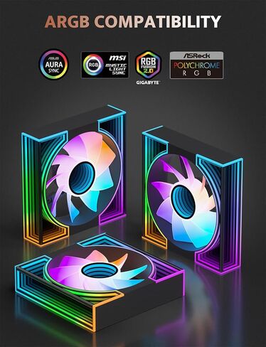 darkFlash DM8 3-Pack 120mm PC Case Fan, Infinity Mirror Case Fans, PWM ARGB Sync, 1600RPM High Airflow 56CFM, Low Noise 32.5dBA, Computer Case Cooler Fan (Black, Reverse) in Saudi Arabia