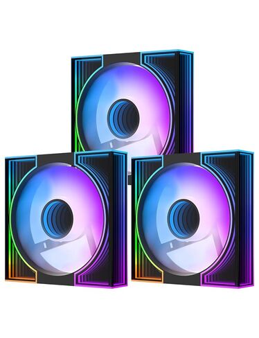 darkFlash DM8 3-Pack 120mm PC Case Fan, Infinity Mirror Case Fans, PWM ARGB Sync, 1600RPM High Airflow 56CFM, Low Noise 32.5dBA, Computer Case Cooler Fan (Black, Reverse) in Saudi Arabia