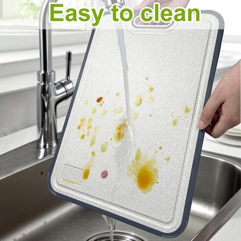 100% Pure Titanium Cutting Board, 2 in 1 Titanium Cutting Boards for Kitchen, Dishwasher Safe Cuttings Boards Double Sided with Juice Groove, Non-slip Wheat Straw PP Chopping Board, 15.2"×10.4" in Saudi Arabia