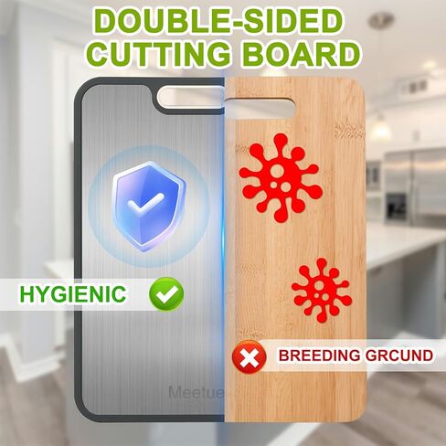 100% Pure Titanium Cutting Board, 2 in 1 Titanium Cutting Boards for Kitchen, Dishwasher Safe Cuttings Boards Double Sided with Juice Groove, Non-slip Wheat Straw PP Chopping Board, 15.2"×10.4" in Saudi Arabia