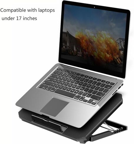 وسادة تبريد للكمبيوتر المحمول للألعاب مع 2 مروحة ومنفذ USB للأجهزة اللوحية وقاعدة تبريد لأجهزة الكمبيوتر المحمول وحامل قابل للتعديل وقاعدة تبريد ومروحة in Kuwait