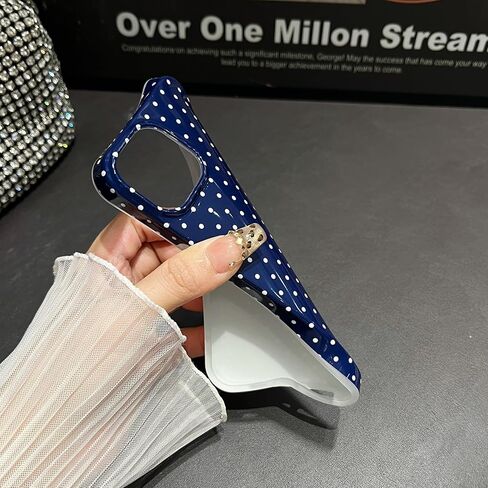 Jmltech for iPhone 14 Case Polka Dot Phone Cases Aesthetic Design Trendy Simple Case Slim Shockproof Protective Cover Navy Blue in Saudi Arabia